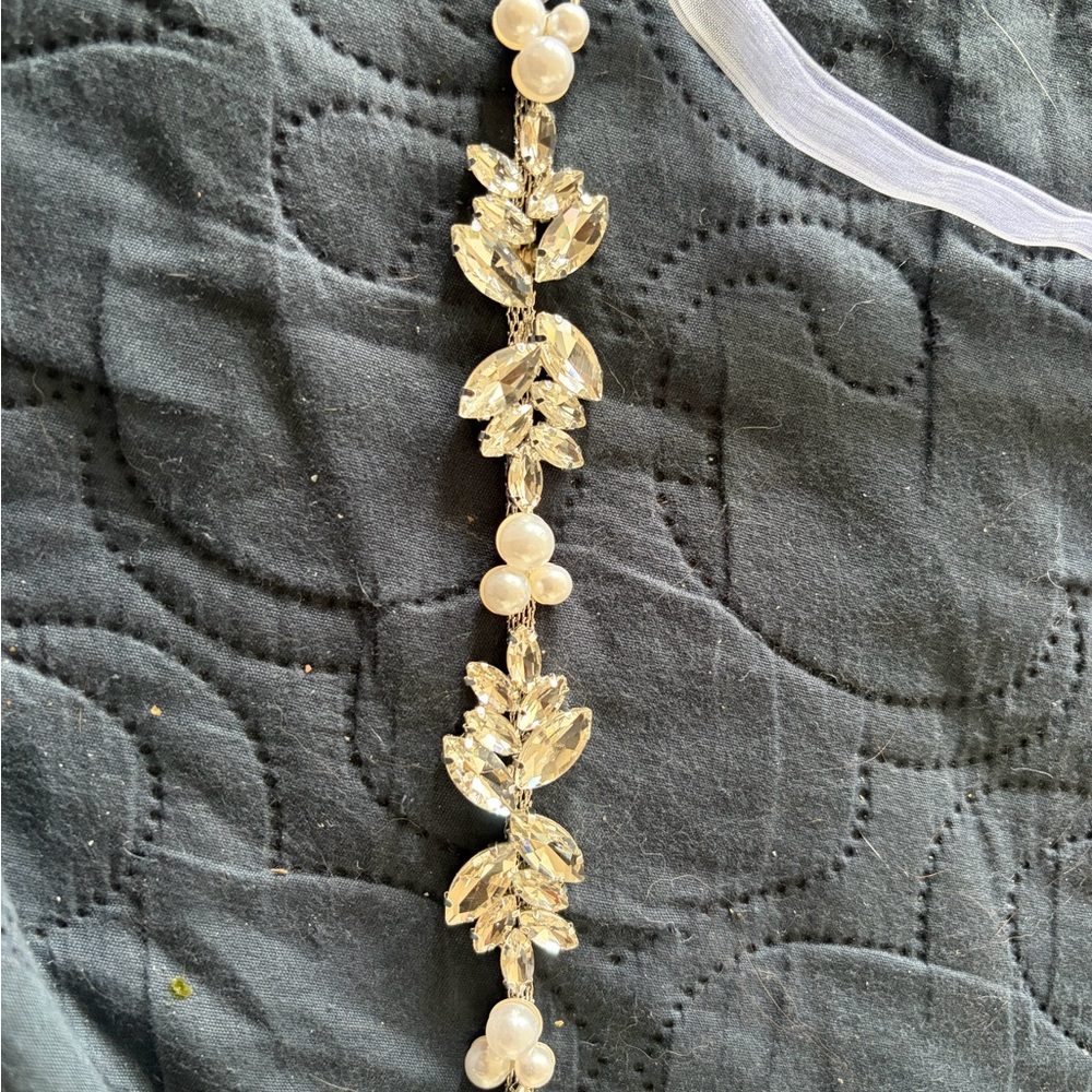 Crystal and Pearl Bridal Belt - Clear/Silver